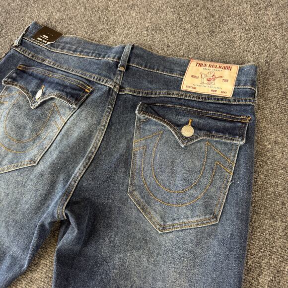 True Religion Jeans Rocco SN Flap Relaxed Skinny 34 x 30 Dark Shivering NWT $159 - Picture 1 of 12